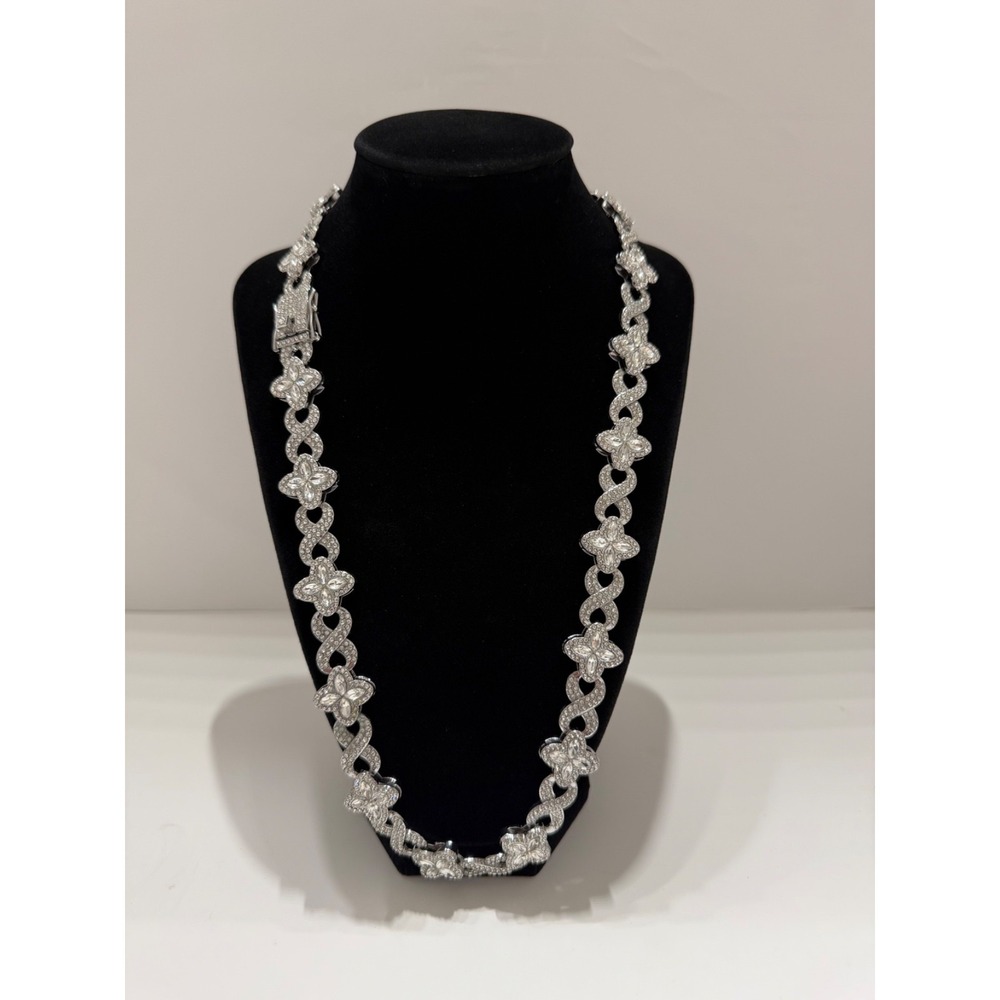 flower chain necklace iced out vvscz 24 inch 18mm tripple lock clasp AJ VIP